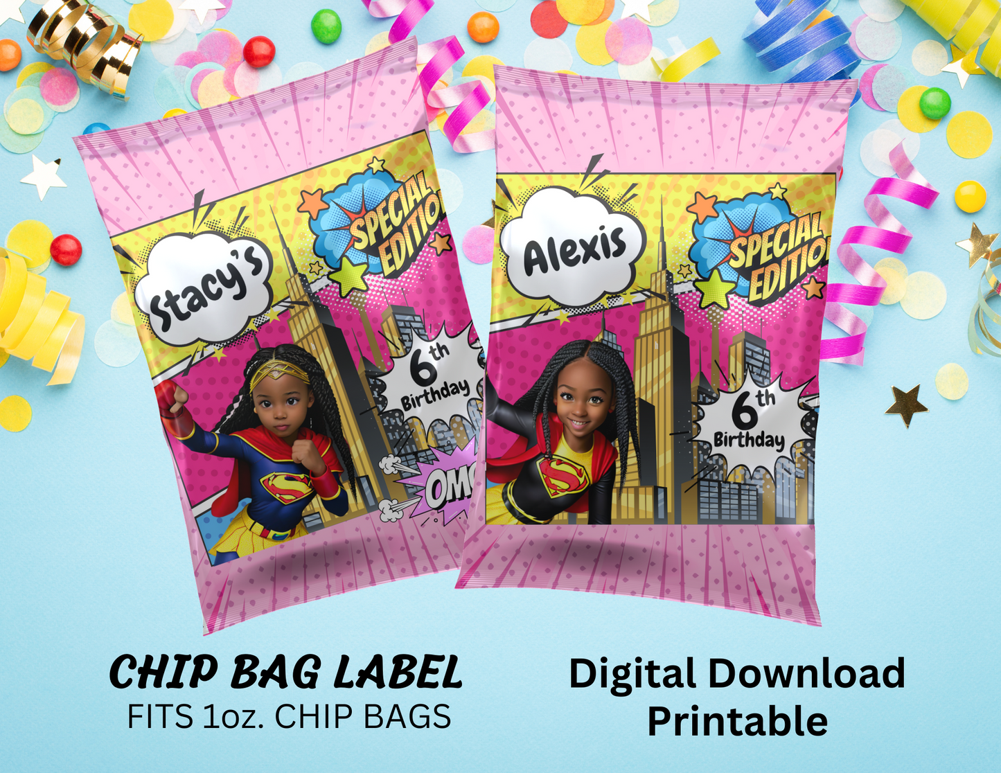 Super Girl Chip Bag Digital Download